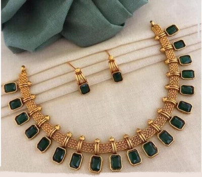 MAHADEV Alloy Gold-plated Green Jewellery Set(Pack of 1)