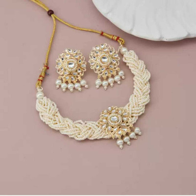 ZMS Alloy Gold-plated White Jewellery Set(Pack of 1)