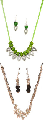 HOUSE OFF COMMON Oxidised Silver Green, Multicolor Jewellery Set(Pack of 2)