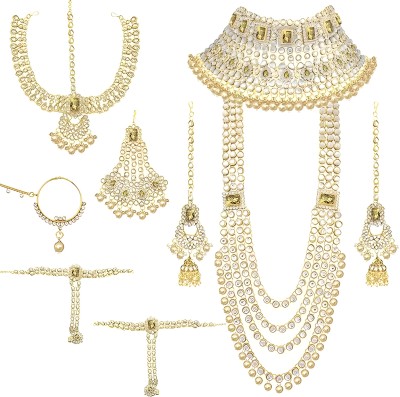 ANHA Alloy Gold-plated Bronze Jewellery Set(Pack of 9)