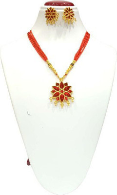 shree balaji gold Metal Gold-plated Blue Jewellery Set(Pack of 1)