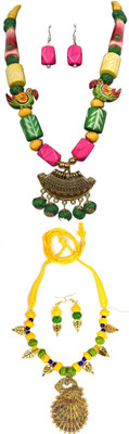 HOUSE OFF COMMON Oxidised Silver Multicolor, Yellow Jewellery Set(Pack of 2)