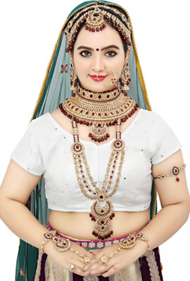 KK IMMITATION Alloy Gold-plated Maroon Jewellery Set(Pack of 10)
