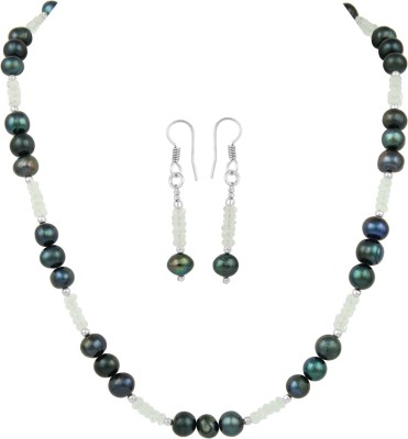 Pearlz Ocean Alloy Silver Black, White Jewellery Set(Pack of 1)