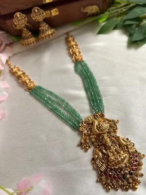 YIMBLI Brass Gold-plated Gold, Green Jewellery Set(Pack of 1)