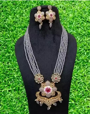 SatnamCreation Alloy Gold-plated Grey Jewellery Set(Pack of 1)