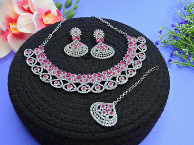 VATSALYA creation Alloy Gold-plated Ruby Red Jewellery Set(Pack of 1)