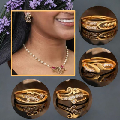 REEWAZIMPERIAL Brass Gold-plated Red, Gold, White Jewellery Set(Pack of 5)
