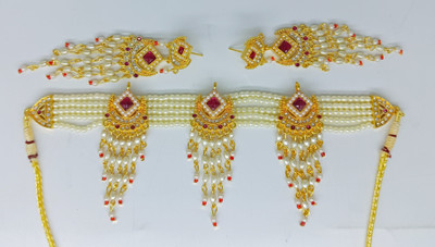 rajputijewels Brass Gold-plated Pink Jewellery Set(Pack of 1)