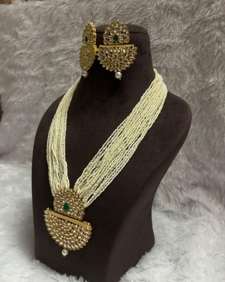 SatnamCreation Alloy Gold-plated White Jewellery Set(Pack of 1)