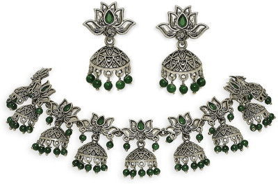 Oomph Alloy Silver Silver, Green Jewellery Set(Pack of 3)