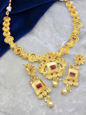 SAIYONI Alloy Gold-plated Red Jewellery Set(Pack of 1)