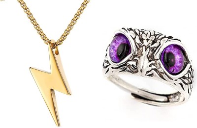 SILVOSWAN Stainless Steel Gold-plated Gold, Purple Jewellery Set(Pack of 2)