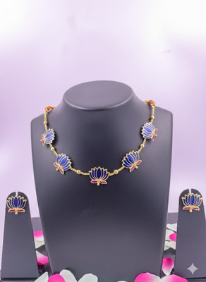Navadurga Jewels Brass Gold-plated Blue Jewellery Set(Pack of 1)