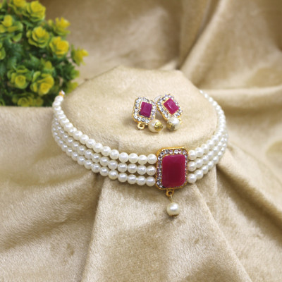 PingBling Alloy Gold-plated Pink Jewellery Set(Pack of 1)