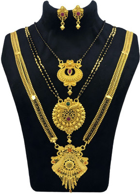 JRD GLOBAL Brass Gold-plated Gold, Multicolor Jewellery Set(Pack of 5)
