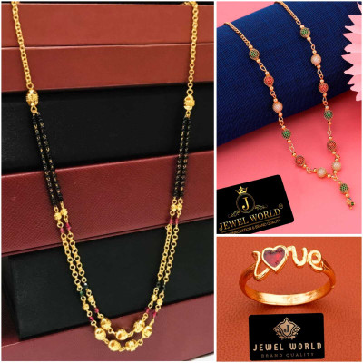 Jewel WORLD Brass, Alloy Gold-plated Gold, Multicolor Jewellery Set(Pack of 3)