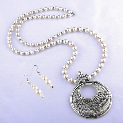NM CREATION Alloy Silver, White Jewellery Set(Pack of 1)