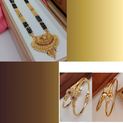 brado jewellery Brass Gold-plated Multicolor, Purple Jewellery Set(Pack of 3)