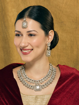 VATSALYA creation Alloy Gold-plated White Jewellery Set(Pack of 1)