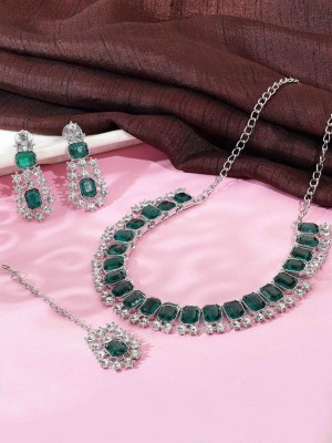 SAIYONI Alloy Silver Green Jewellery Set(Pack of 4)