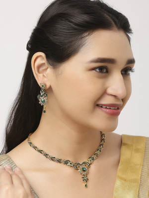 VATSALYA creation Alloy Gold-plated Green, Brown Jewellery Set(Pack of 1)