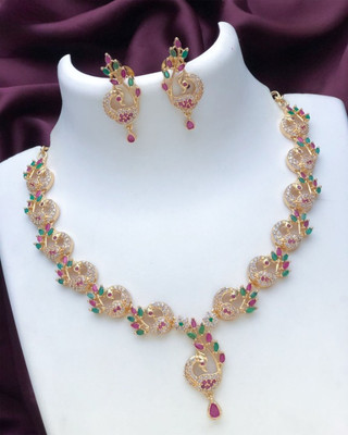 TheWardrobee Brass Gold-plated Multicolor Jewellery Set(Pack of 1)