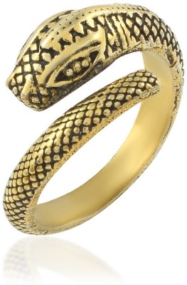 Dzinetrendz Brass Antique Goldplated Snake Nagdevta Serpent Free size Fashion Fingerring Brass Gold Plated Ring