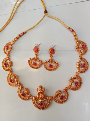 house of common Alloy Gold-plated Red Jewellery Set(Pack of 1)