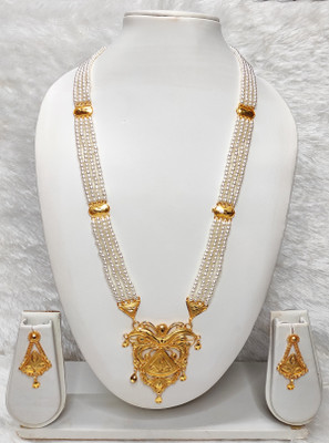 royal gold Brass Gold-plated Gold Jewellery Set(Pack of 1)