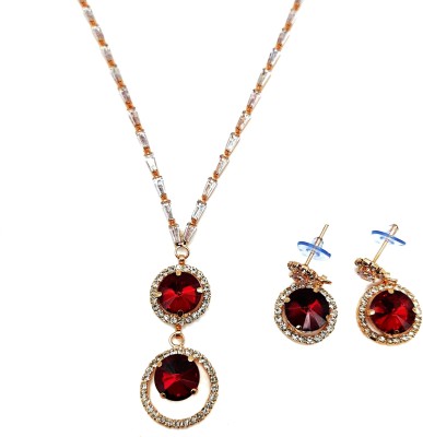 Klyra Brass Red Jewellery Set(Pack of 3)