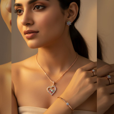 Paradium Copper, Alloy Gold-plated Rose Gold, Multicolor Jewellery Set(Pack of 1)