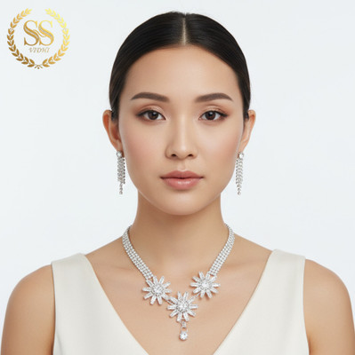 SSvidhi Jewels Alloy Sterling Silver Silver, White Jewellery Set(Pack of 1)