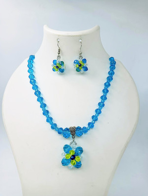 MITRA CREATION Crystal Blue, Yellow, White Jewellery Set(Pack of 1)