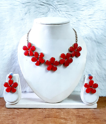 JN Handicraft Alloy Red Jewellery Set(Pack of 1)