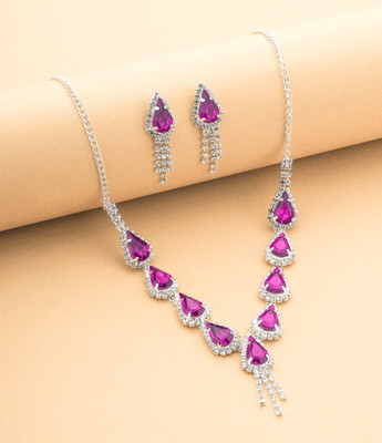 ASCEND Alloy Silver Purple Jewellery Set(Pack of 1)