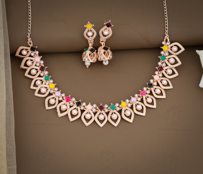 TONOLIKA JEWELLERY Brass Gold-plated Multicolor Jewellery Set(Pack of 1)