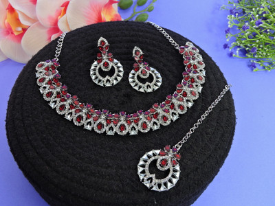 VATSALYA creation Alloy Gold-plated Maroon Jewellery Set(Pack of 1)