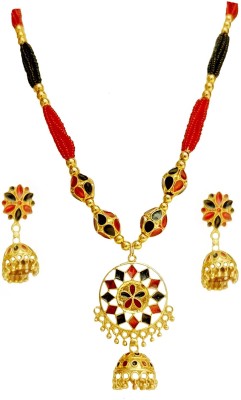 balaji gold Copper Gold-plated Red, Black Jewellery Set(Pack of 1)