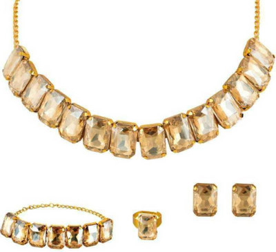 AMHRIK IMITATION Brass Brass White Jewellery Set(Pack of 1)