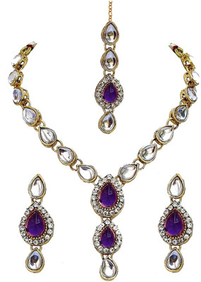 house of common Alloy Gold-plated Purple, Silver Jewellery Set(Pack of 1)