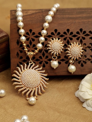 Sitashi Alloy Gold-plated Gold, White Jewellery Set(Pack of 1)