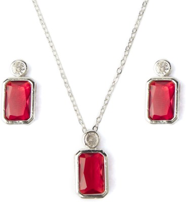 Kord Store Brass Rhodium Red Jewellery Set(Pack of 1)