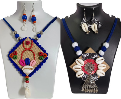 Loknath Handcraft Fabric Multicolor Jewellery Set(Pack of 2)