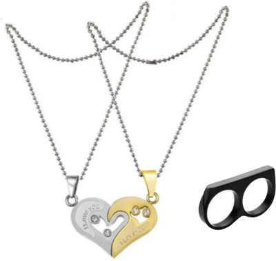 Vipunj Brass, Alloy, Stainless Steel Gold-plated, Sterling Silver, Titanium Gold, Silver, Black Jewellery Set(Pack of 2)