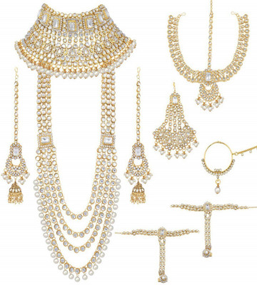 CATALYST Brass Gold-plated White Jewellery Set(Pack of 1)