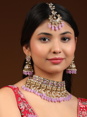 ANOUK Brass Gold-plated Pink Jewellery Set(Pack of 3)