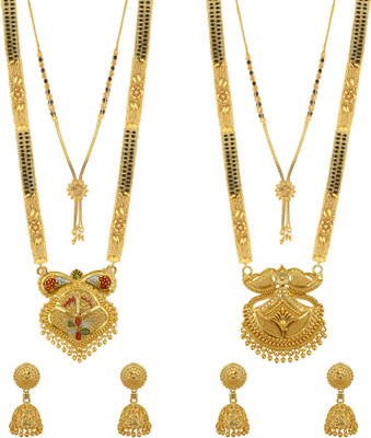 Divastri Brass Gold-plated Gold Jewellery Set(Pack of 2)