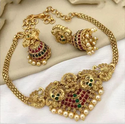 RUJVE JEWELLERY Brass, Copper Gold-plated Gold Jewellery Set(Pack of 1)