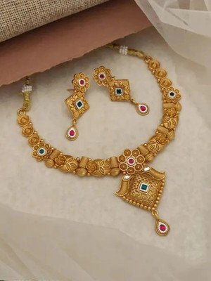 YIMBLI Brass Gold-plated Gold Jewellery Set(Pack of 1)